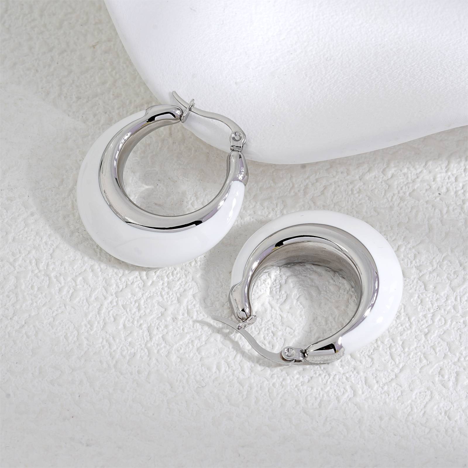 Lonceen White Stainless Steel Earrings for Women