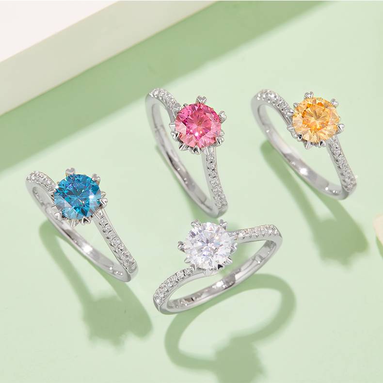 Lonceen Twist Arm Snowflake Lab Grown Diamond Ring 925 Sterling Silver Wedding Ring Wholesale