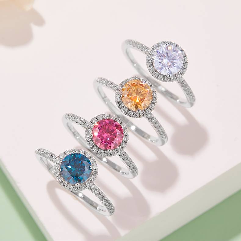 Lonceen Classic Round Halo Micro-Pavé Lab Grown Diamond Ring 925 Sterling Silver Wholesale Wedding Ring