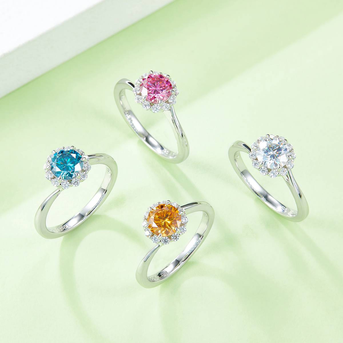 Lonceen Love Flame Twisted Halo Lab Grown Diamond Ring 925 Sterling Silver Wholesale Wedding Ring