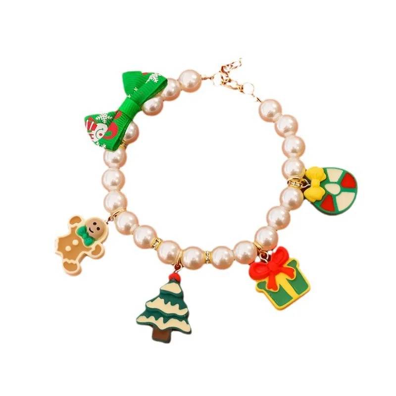 Collier pour chat en perles de Noël avec design luxueux et ajustable