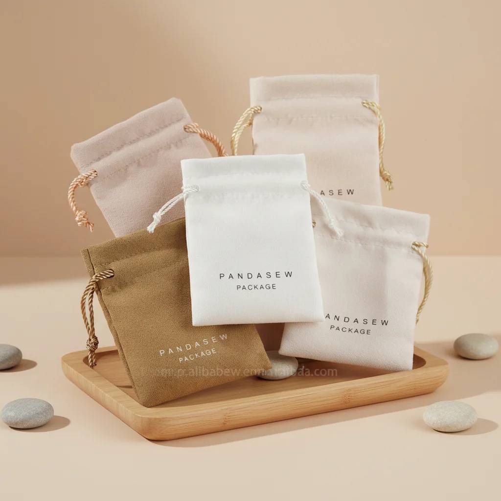 Pochette à bijoux réutilisable en satin de soie avec logo personnalisé