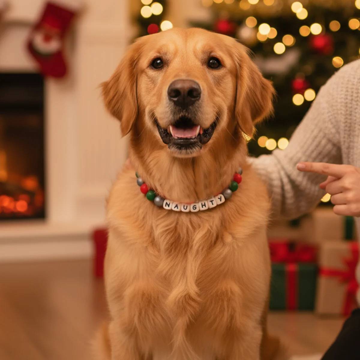 Party Girl Park Durable Heavy Duty Girly Beaded Name Pet Necklace Christmas Silicone Beaded Dog Collar Cute Gift for Puppy Cat