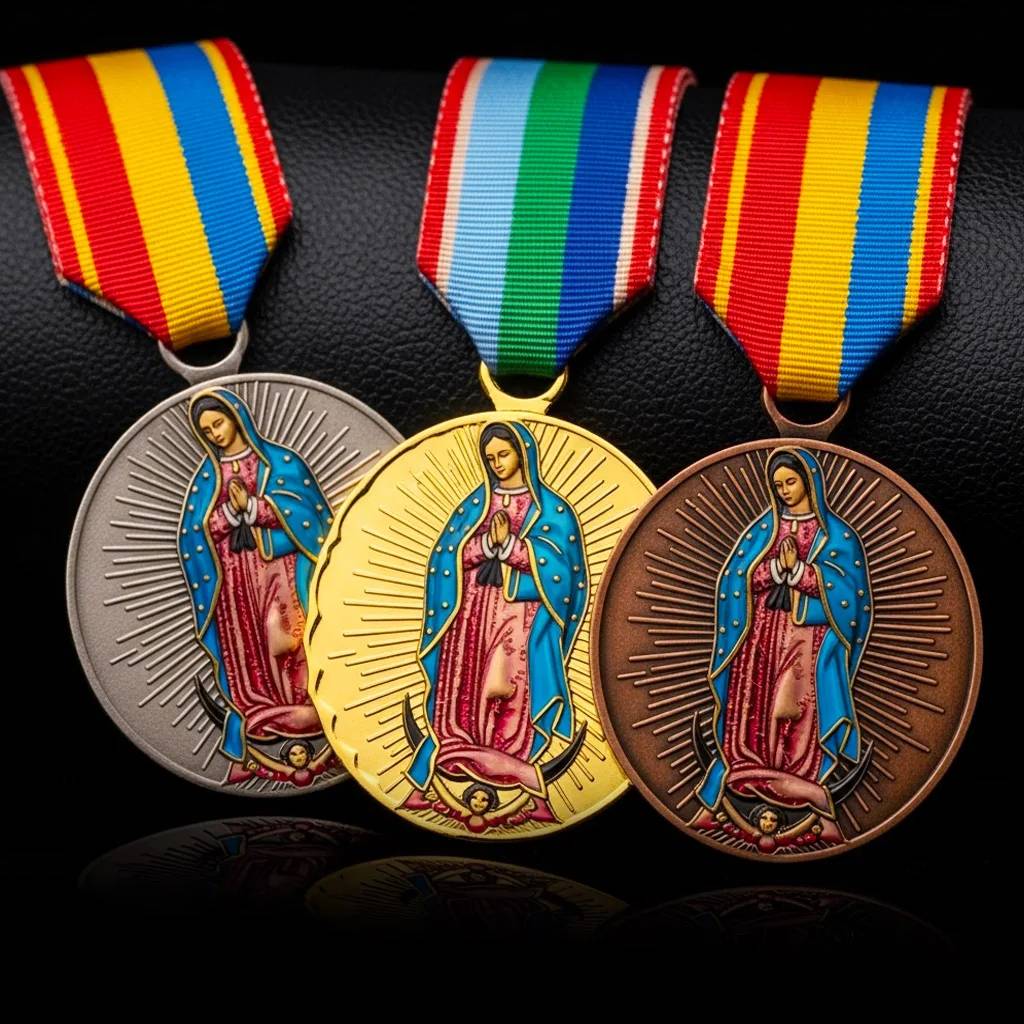Pendentif médaille de la Vierge Marie plaqué or personnalisé, bijou religieux catholique, cadeau chrétien pour homme et femme