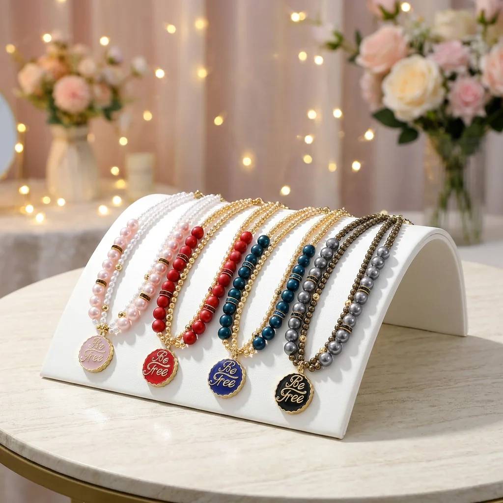 Collier collier de luxe pour chien en perles, élégant bijou double couche pour animaux de compagnie, pendentif en émail
