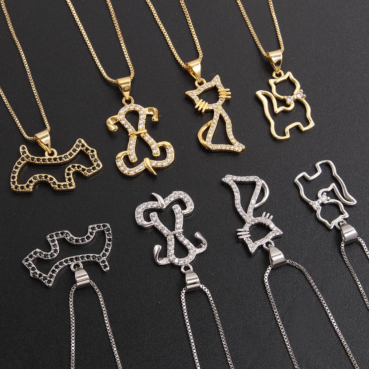 Collier pour enfant avec pendentif chiot en zircon plaqué or 18 carats