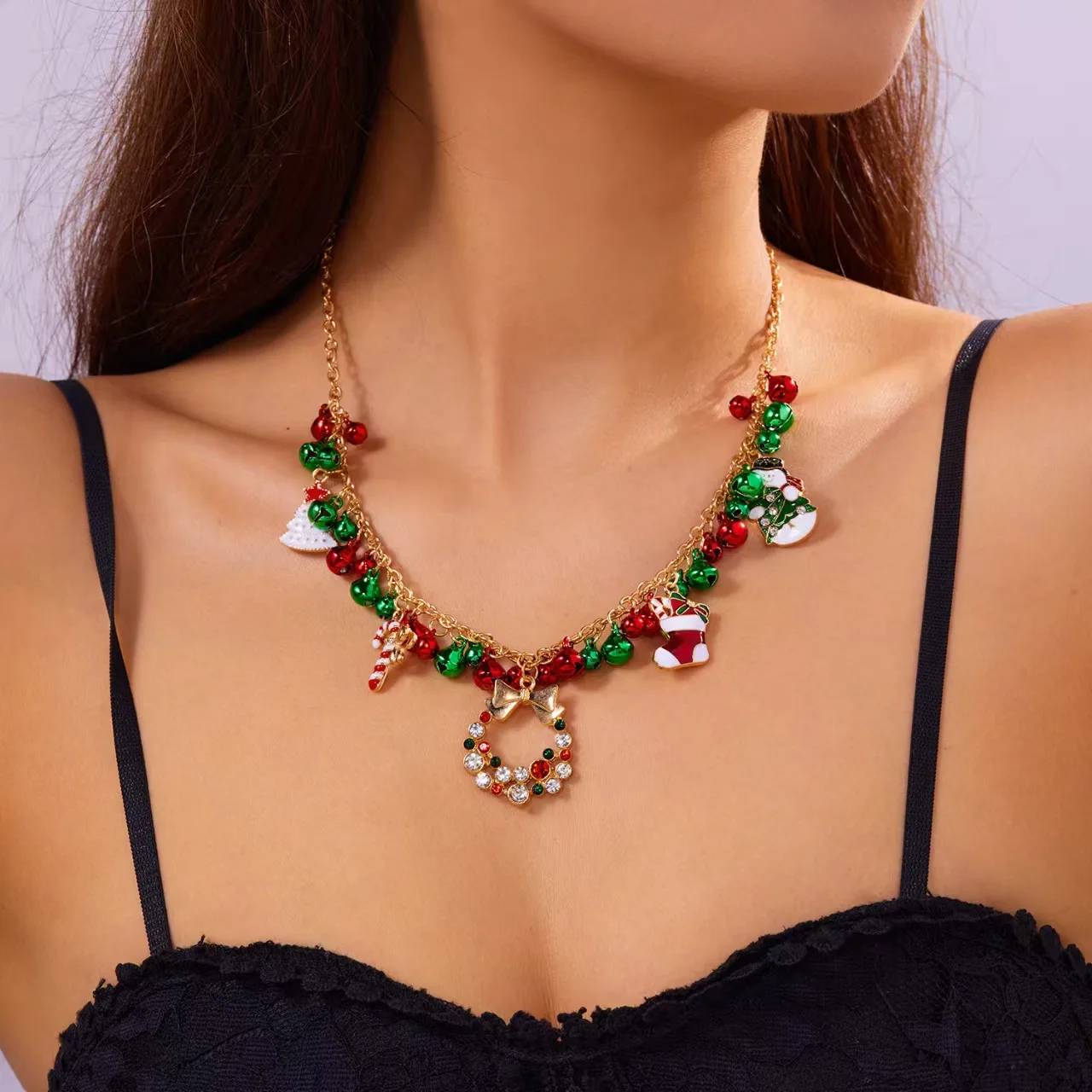 Christmas Alloy Necklace for Girls Fashion Jewelry Gift