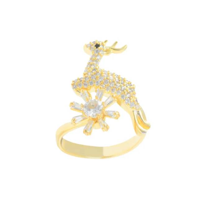 Christmas Deer Snowflake Spinning Fidget Ring for Women