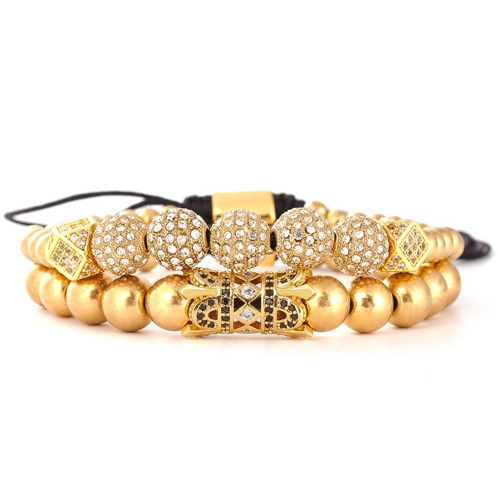 New Design Charm Bead Jewelry Custom Sets Brass Silver Bangle Plated Fashion Jewelry Men Handmade Bracelet for Men Gold
