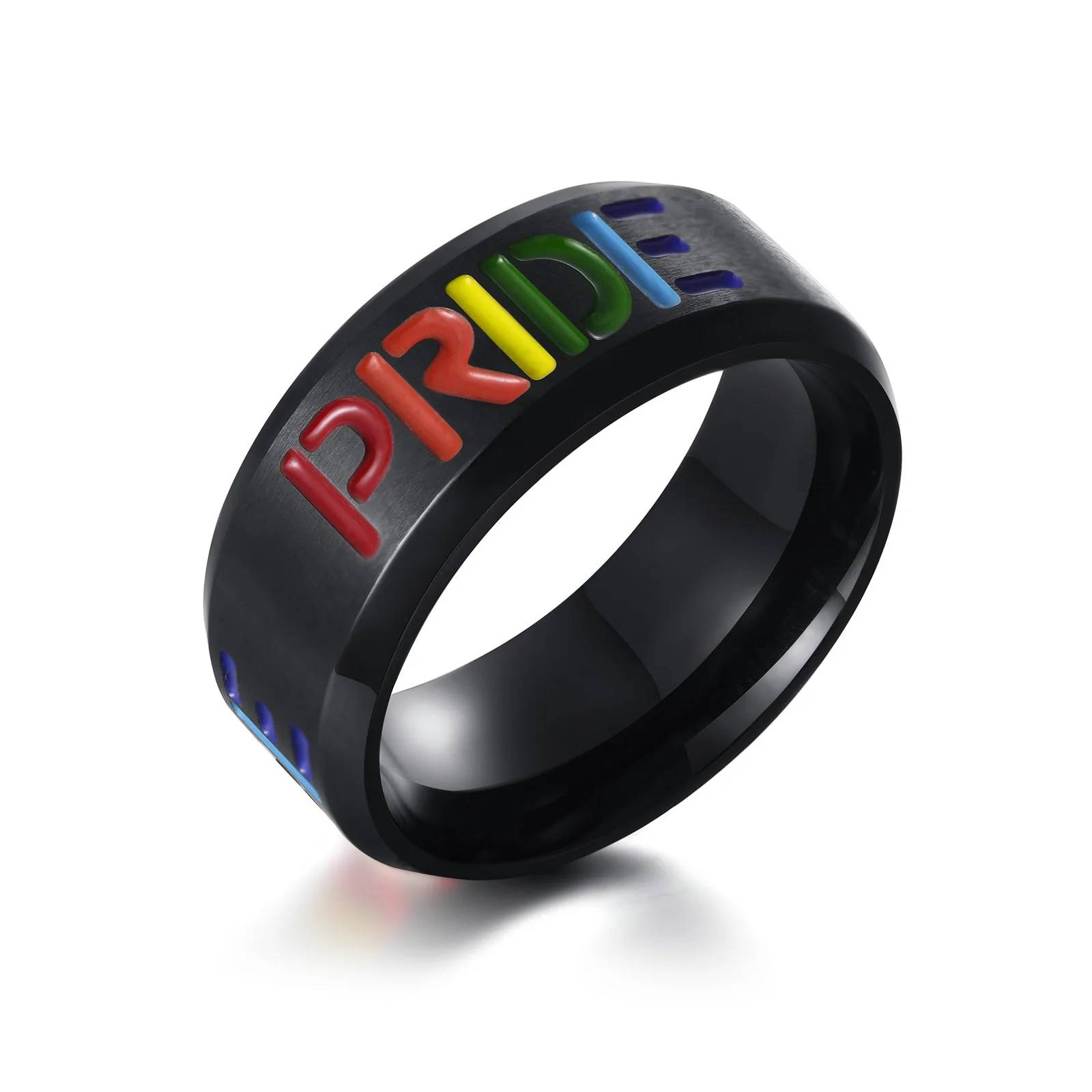 Neuer koreanischer schwarzer schwuler Mann Ring Exquisiter Regenbogen Pride Ring