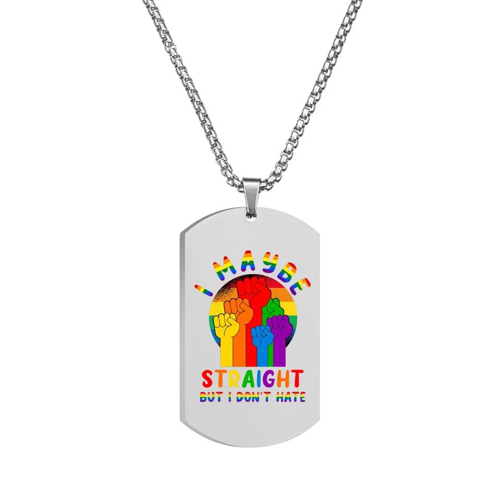 LGBTQ Regenbogen-Halskette/Armband aus Edelstahl – Anhänger „Gleich und Liebe“, Schmuck für Gay- und Lesben-Pride, ideal für die Gay-Parade