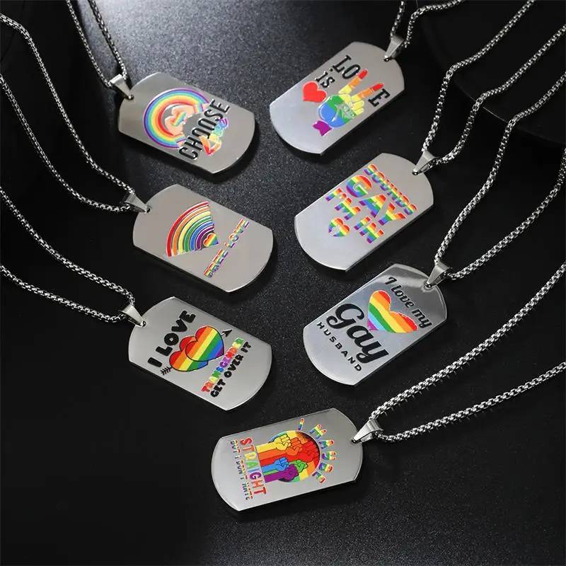 Unisex LGBT Gay Lesbian Pride Halskette, hochwertige und günstige Ausführung, LGBTQIA Gay Lesbian Pride Regenbogen-Anhänger-Halskette zur Dekoration