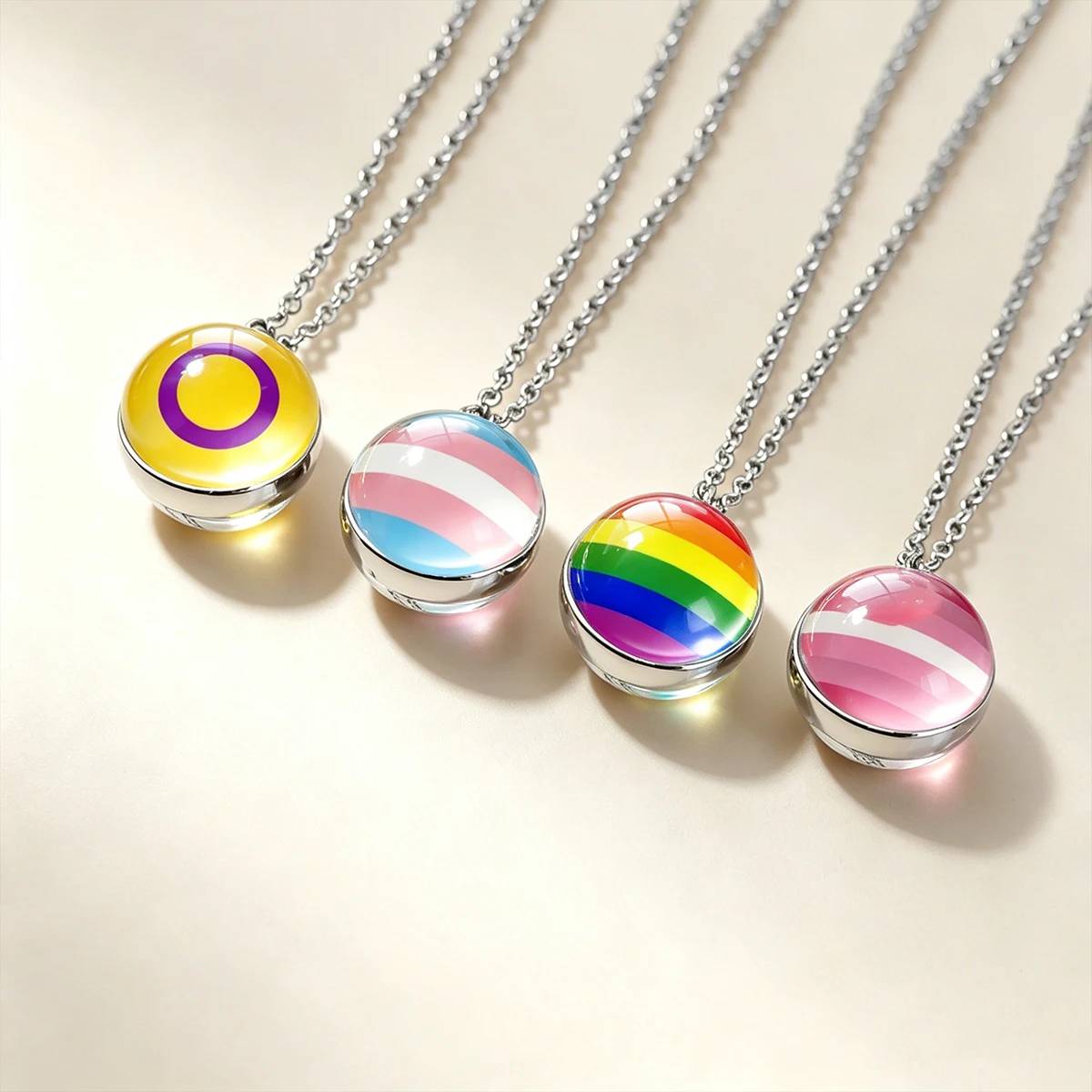 Wholesale LGBT Gay Pride Rainbow Necklace Custom Glass Crystal Ball Pendant Jewelry Colorful Pride Gift