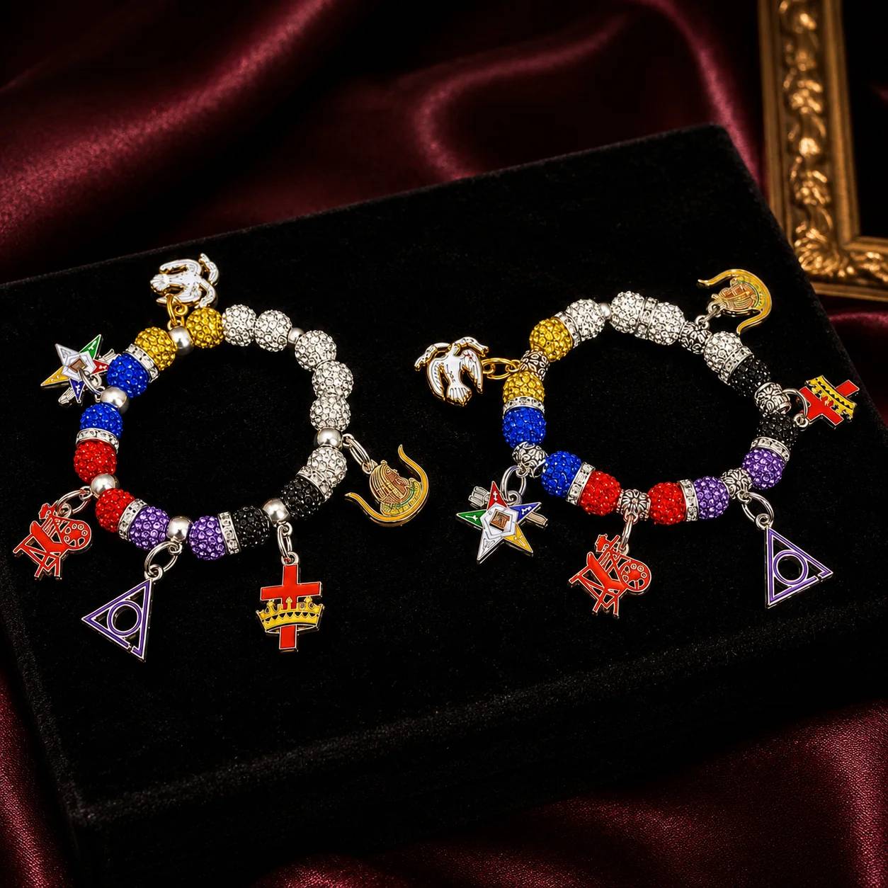 Personalized Custom Bling Beads Mason Social Group OES LOCOP OGC HOJ Member Bracelet Anniversary Jewelry for Women