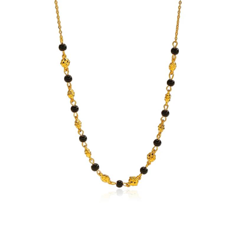 Lonceen Jewelry 18K镀金不锈钢哑光黑色几何吊坠简约项链（女士款）