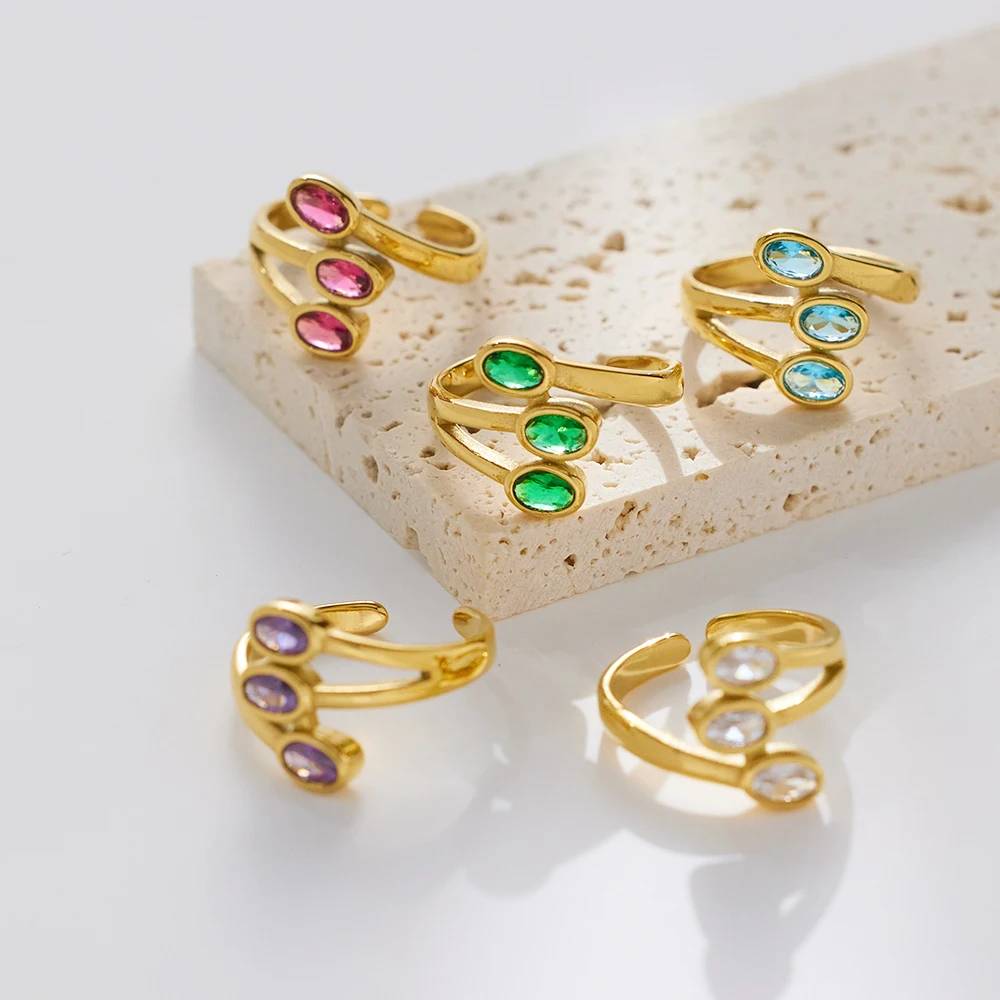 RING: Multicolored Gemstone Elegance with天然石