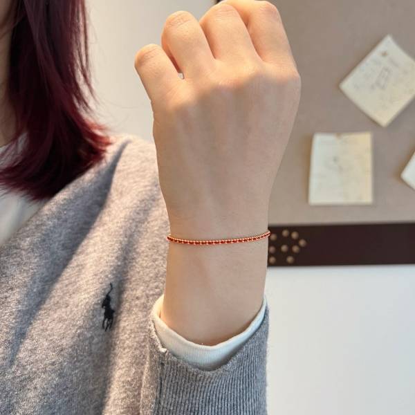 925 Sterling Silver Red Bead Bracelet: Simple Everyday Silver Jewelry with Vintage Charm