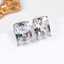 Brass-plated 18K gold multi-colored rectangular zircon stud earrings, versatile design. thumbnail 1