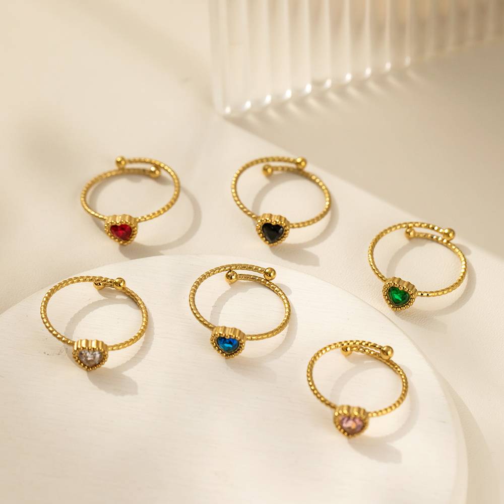 Cincin perhiasan modis yang dapat disesuaikan desain wanita baja tahan karat zirkonium berlian berlapis emas 18k berkualitas tinggi