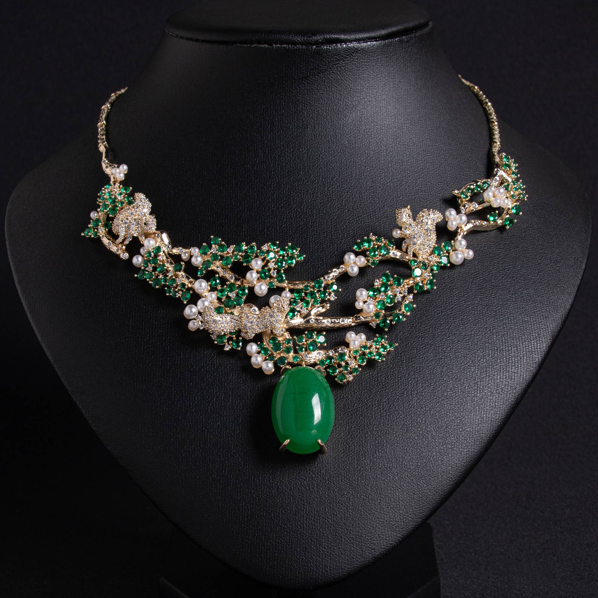 Multi Color Zircon Copper Choker Necklace for Women