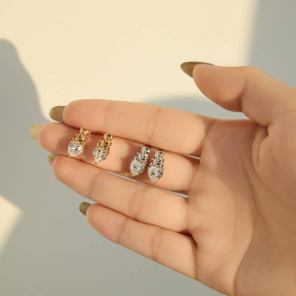 Lonceen 925 Silver 18K-Plated Teddy Bear Zircon Stud Earrings Set