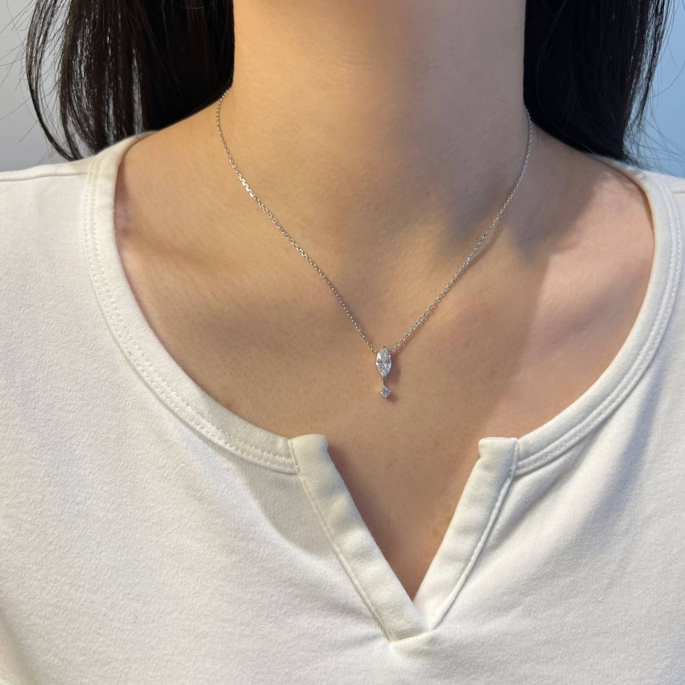 Elegant Teardrop Moissanite Necklace in 925 Silver