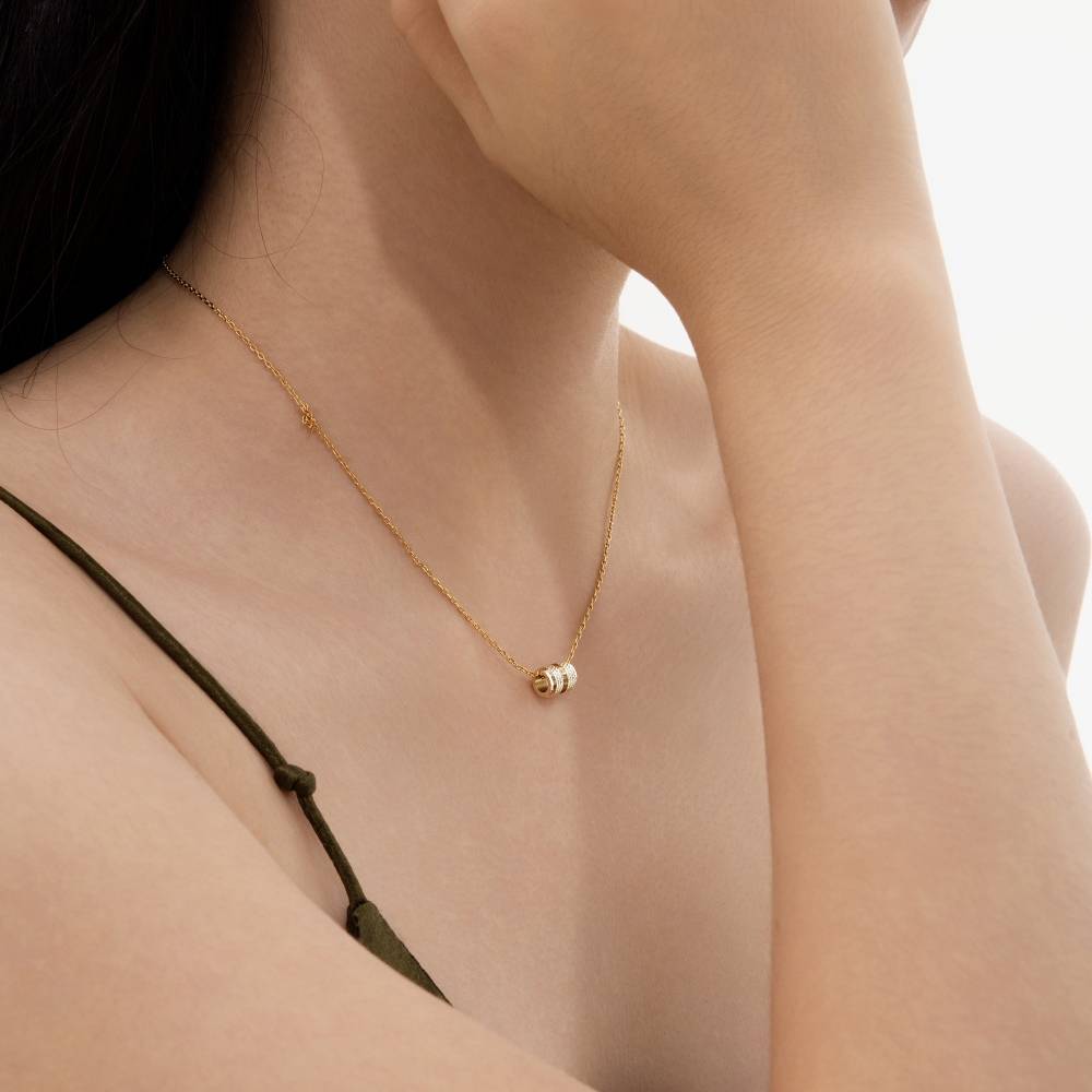 Modern Gold Bean Moissanite Necklace in 925 Silver