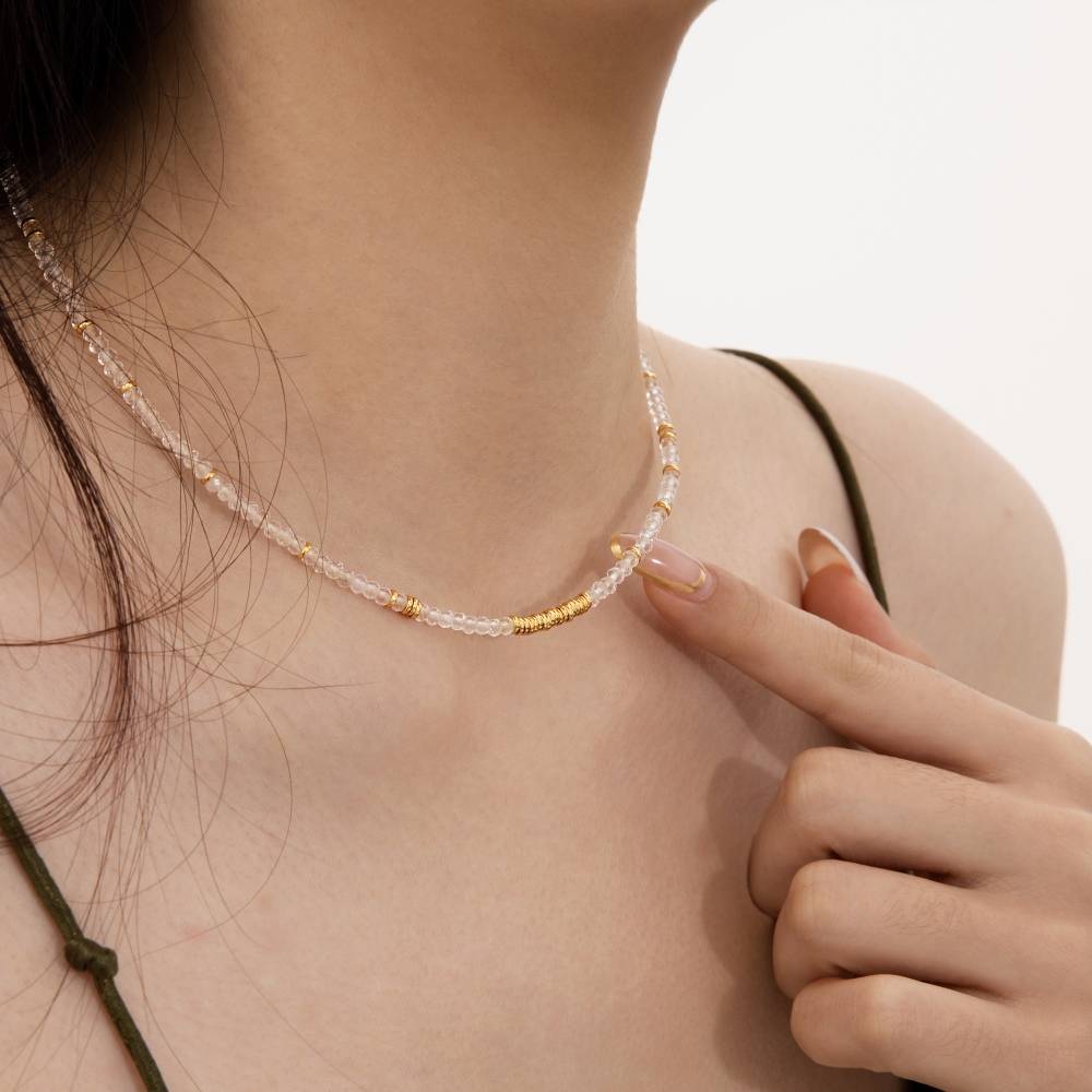 Modern Clear Quartz Silver Necklace for Everyday Wear