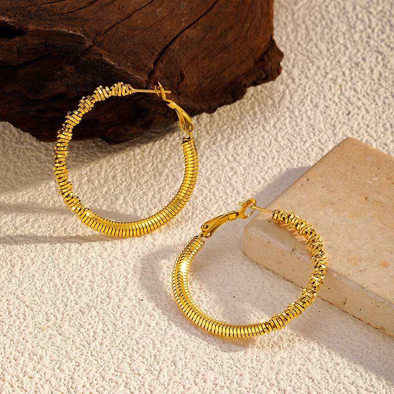 Gold Stainless Steel Hoop Earrings for Women