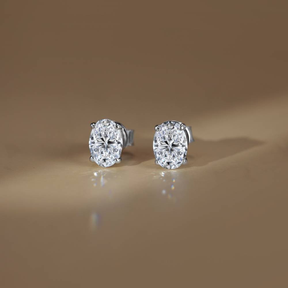 Elegant Moissanite Earrings 925 Sterling Silver Oval Cut Studs by Lonceen