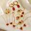 J&D Jewelry 18K Gold Stainless Steel Red Agate Natural Stone Pendant Necklace Rings Earrings Christmas Gift thumbnail 3