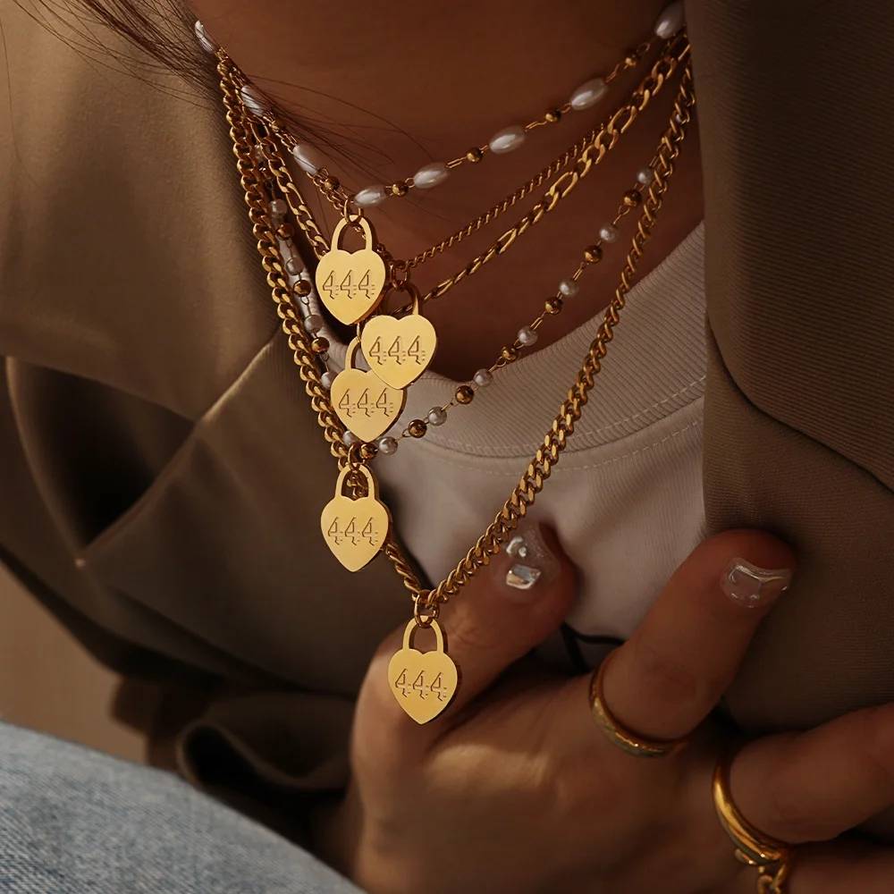 18K Gold Plated Angel Number Heart Necklace