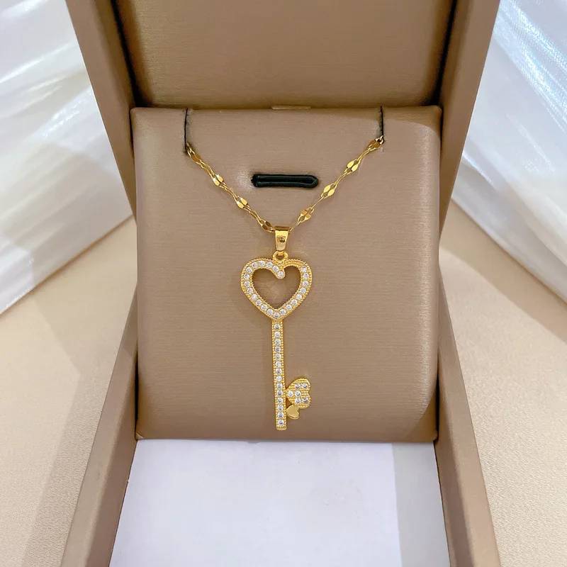 18K Gold Plated Heart and Key Necklace