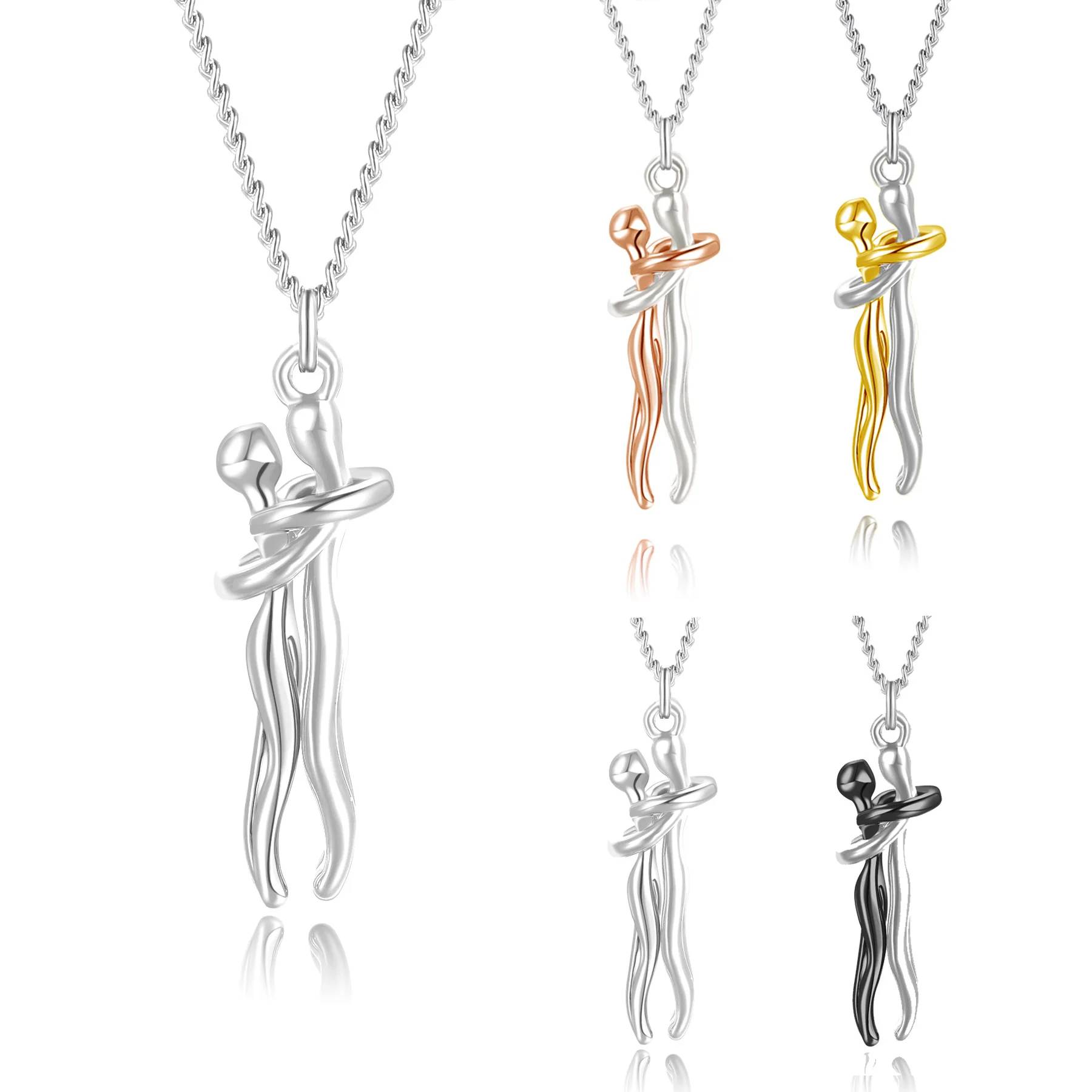 Romantic Couple Hug Pendant Necklace