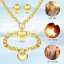 18K Gold Plated Stainless Steel Heart Necklace and Earrings Set thumbnail 2