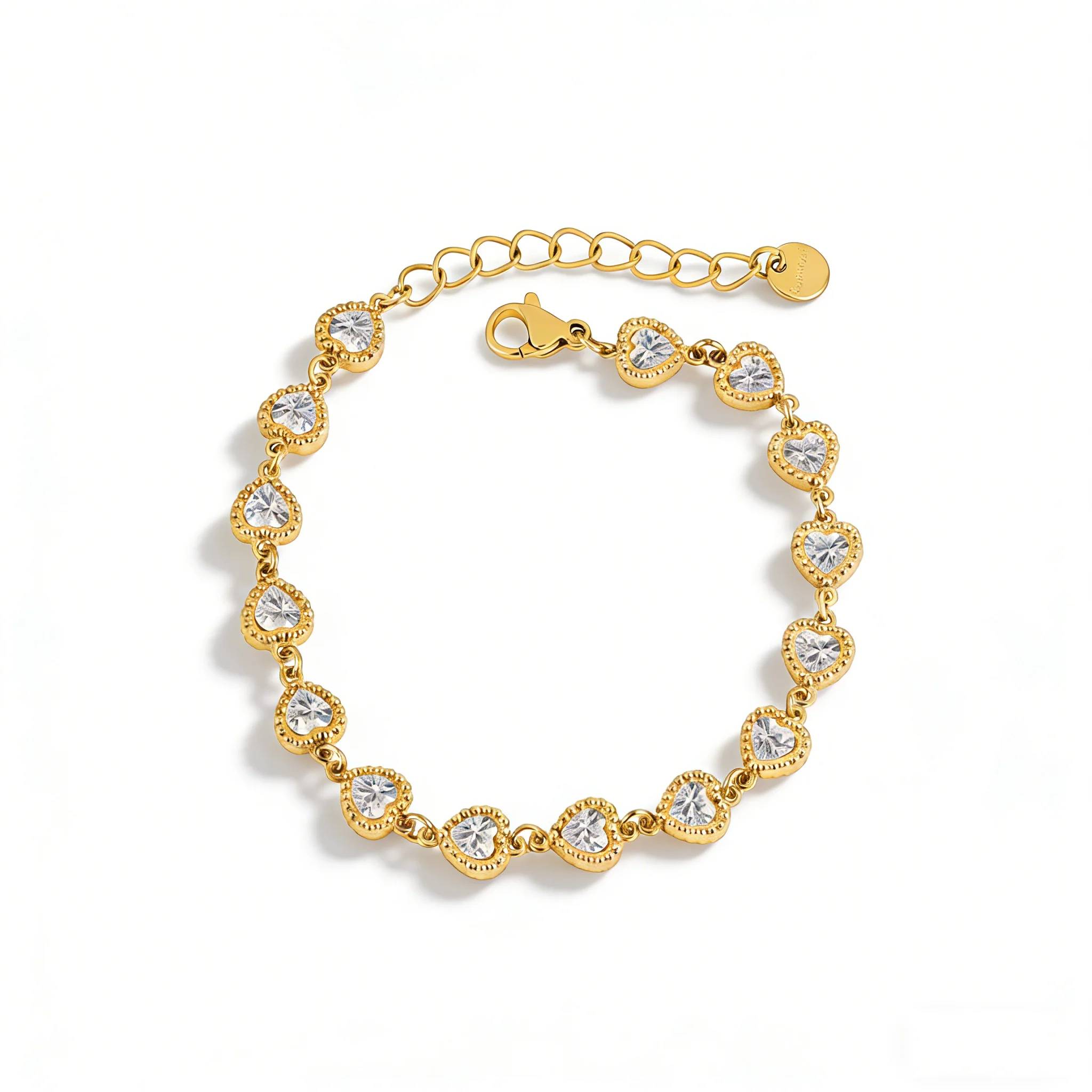 316 Stainless Steel Heart Zircon Tennis Bracelet