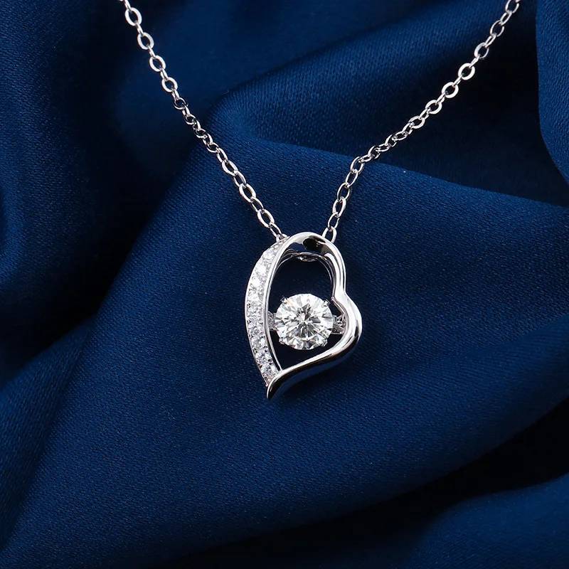 18K Gold Plated Moissanite Heart Pendant Necklace