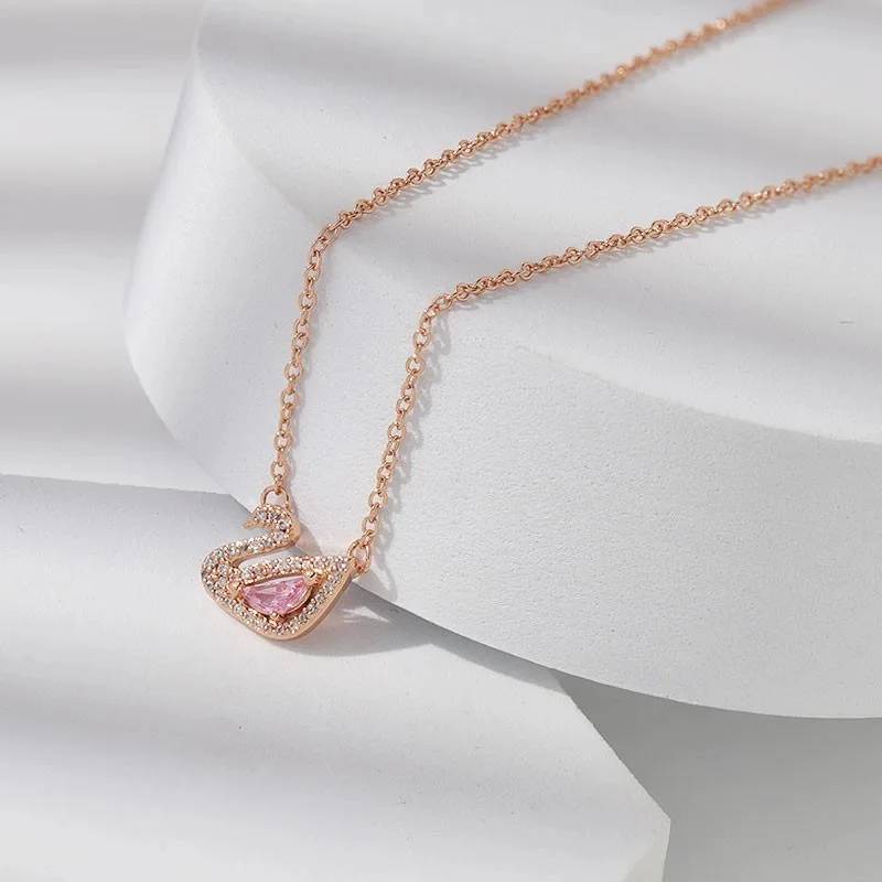 Minimalist Swan Crystal Necklace for Women