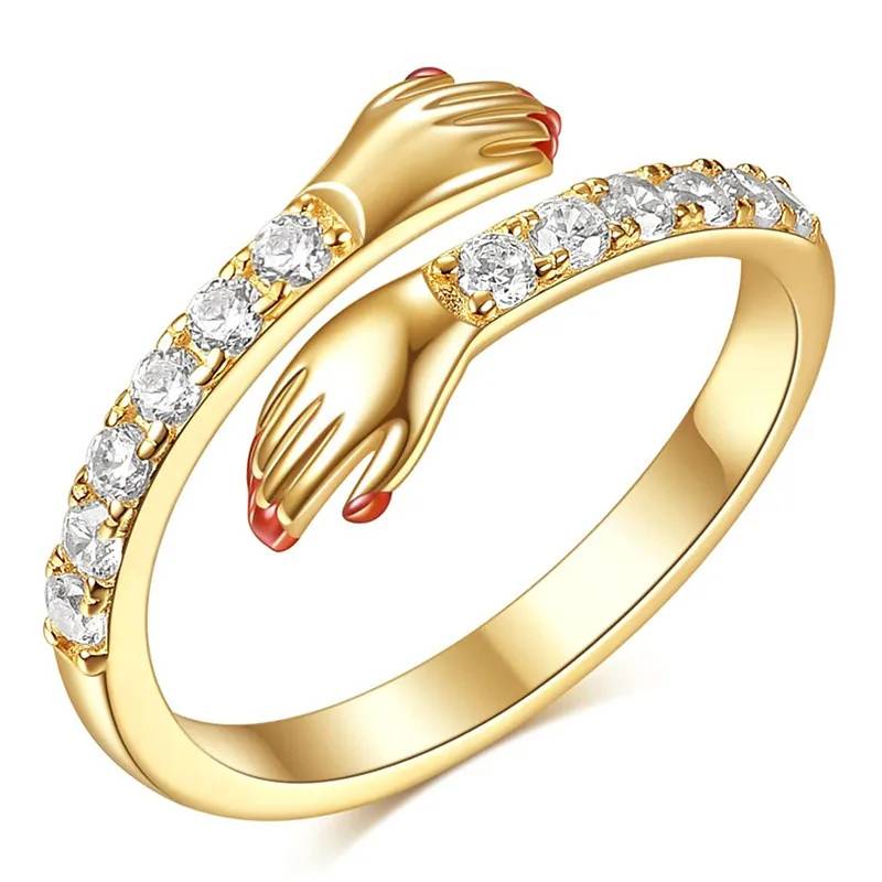Exquisite Fine Jewelry Rings 925 Sterling Silver Cubic Zirconia Adjustable Hug Rings Valentines Day Gift