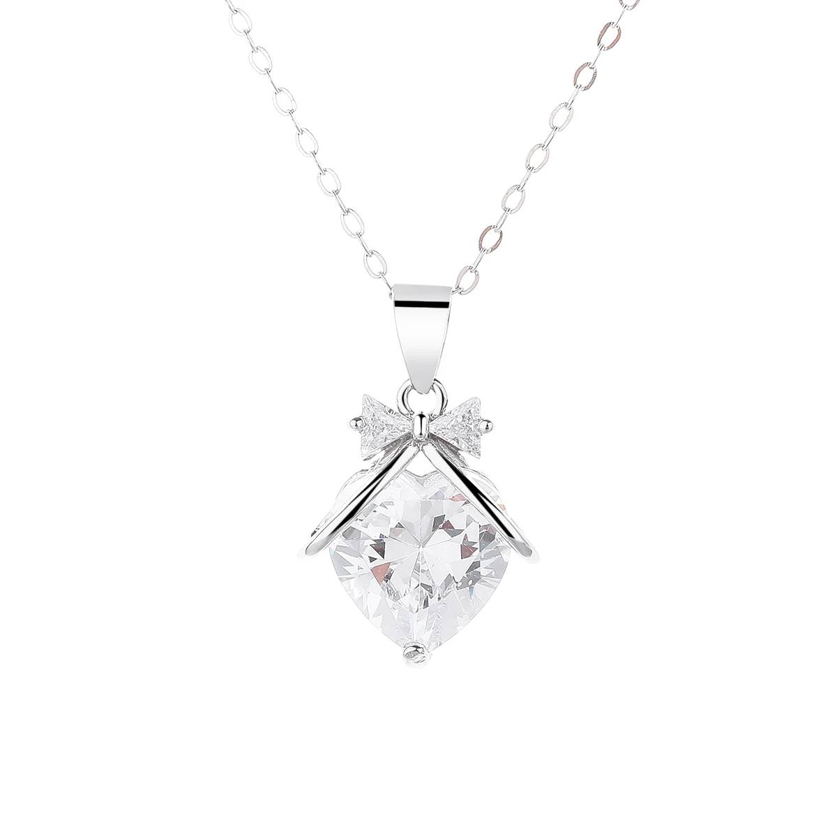 Fashionable 925 Sterling Silver Bow Pendant Design Valentine Gift Charm Jewelry Pendant Necklaces