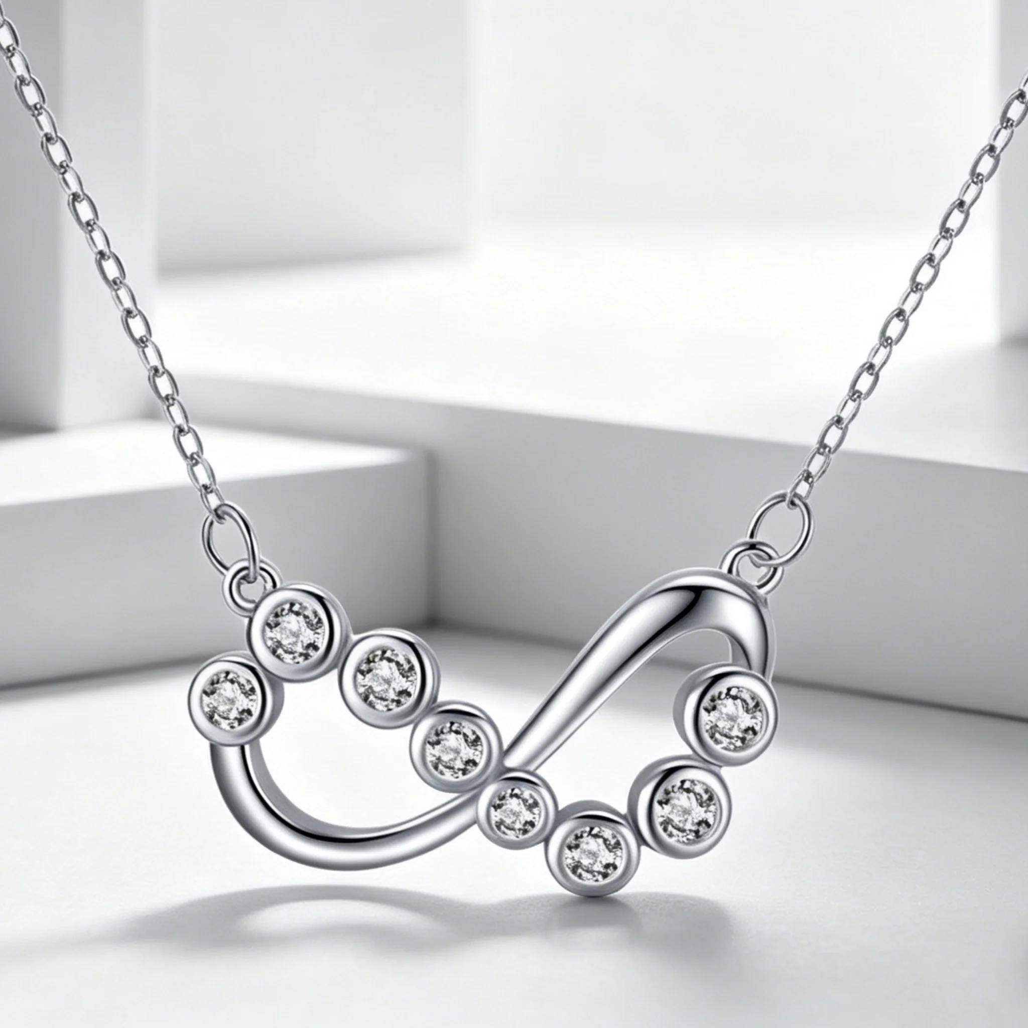 Bulk Discounts Factory Infinity 925 Sterling Silver Trendy Wholesale Fashion Jewelry Zircon Necklace for Women