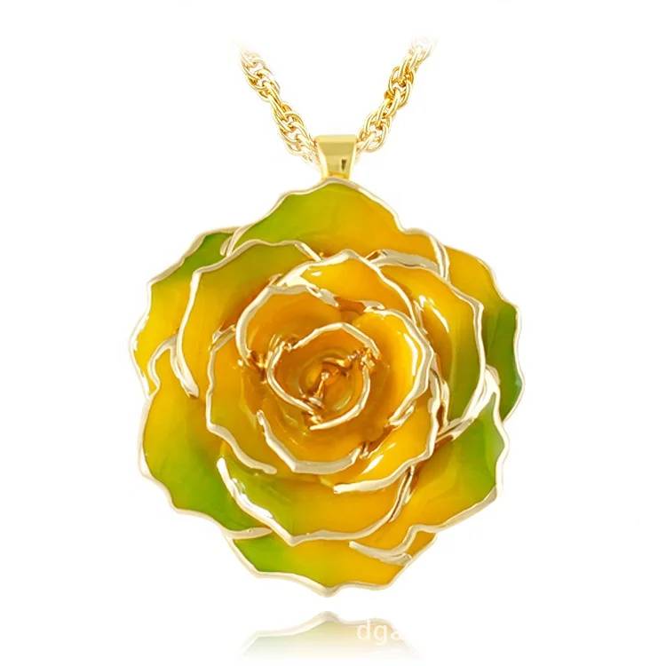 Gifts Woman's Gold Rose Necklace Wholesale for Christmas Valentine Gift