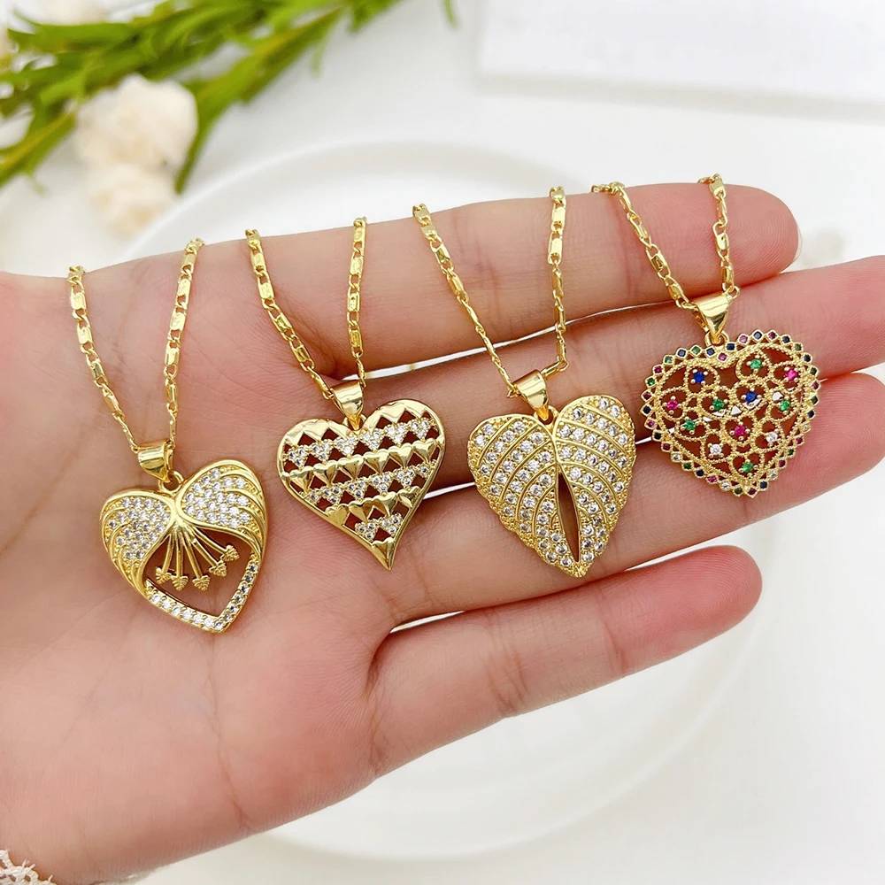 Zircon Heart Jewelry for Valentine's Day Gift Love Necklace