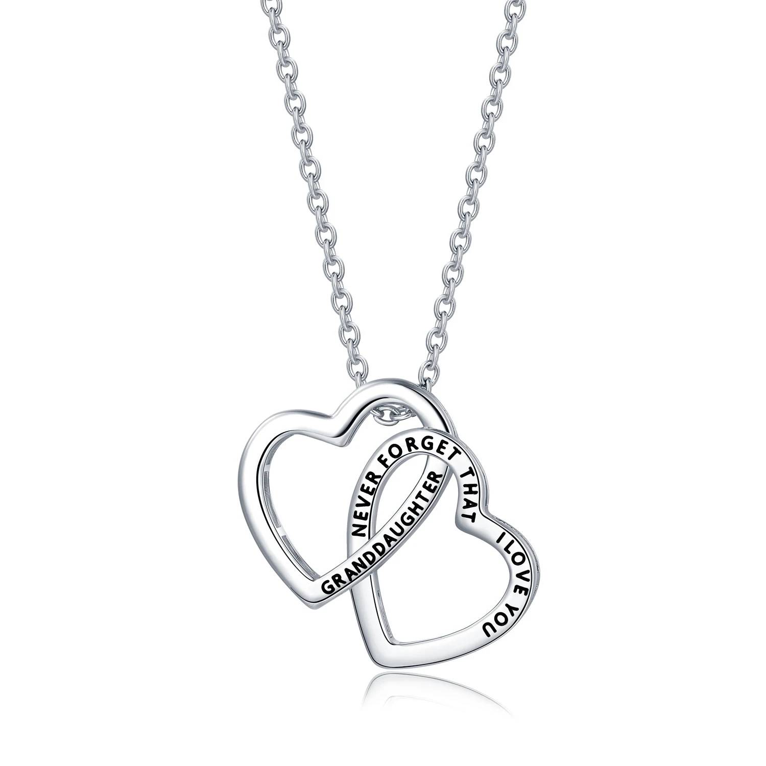 Custom LOGO Stainless Steel Double Heart Pendant Choker Necklace for Ladies Valentines Days Gift