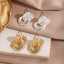 Valentine Girlfriend Gift Fashion Jewelry 18k Gold Plated Quality Brass Waterproof Vintage Puffy Heart Stud Earrings thumbnail 1