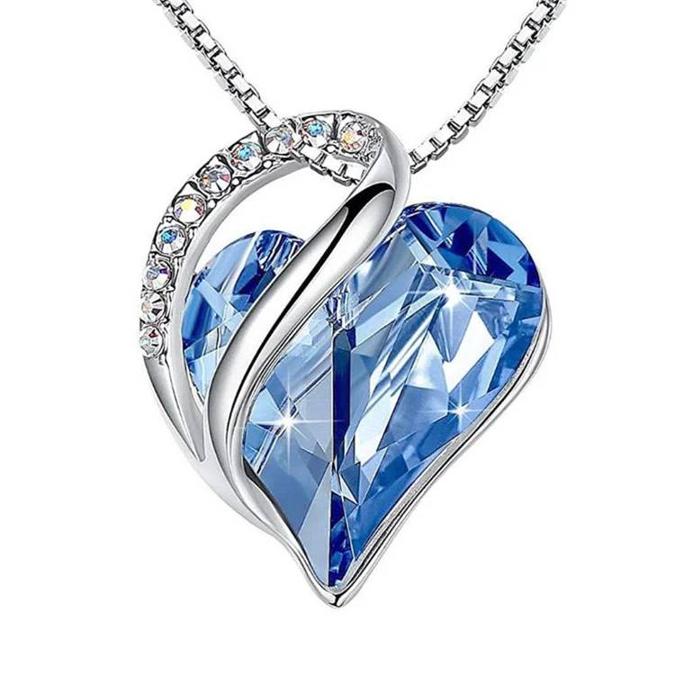 Infinity Love Heart Pendant Necklace with Birthstone Crystals Jewelry Gifts Necklace for Women