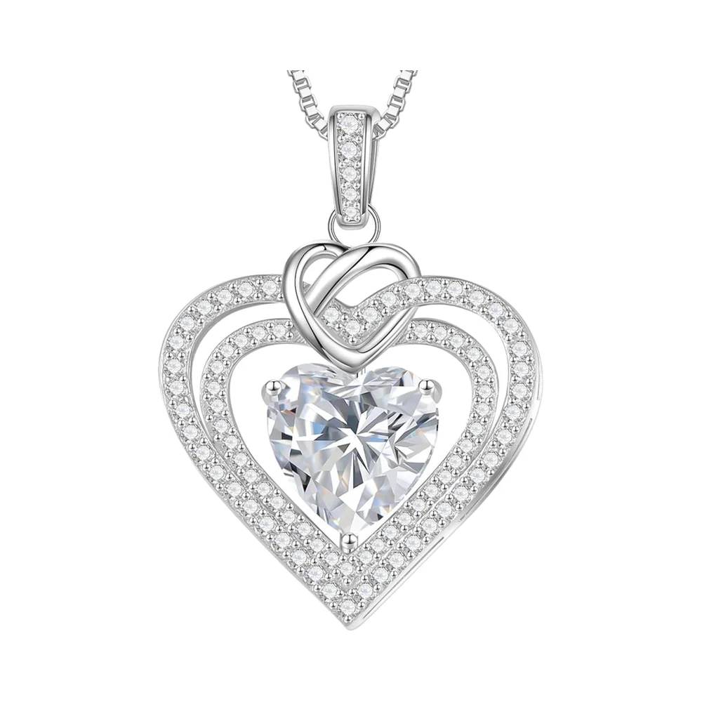 1-2 Carat Engraved 'I Love You' Heart Pendant Necklace Best Valentine's Day Birthday Wife's Soulmate Gift Moissanite Jewelry