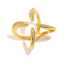 Nuevo diseño: Anillo de acero inoxidable chapado en oro de 18 quilates con cuatro puntas y cruz de cristal, de Lonceen. thumbnail 1