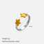 Lonceen Two Tone Star Open Ring 18K PVD Plated 316L Stainless Steel Waterproof Adjustable Finger Ring for Women thumbnail 2