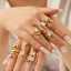 Lonceen Jewelry Premium 18K PVD Gold Plated Irregular Zircon Ring Set - Tarnish-Free Stainless Steel Fashion Rings for Women thumbnail 2